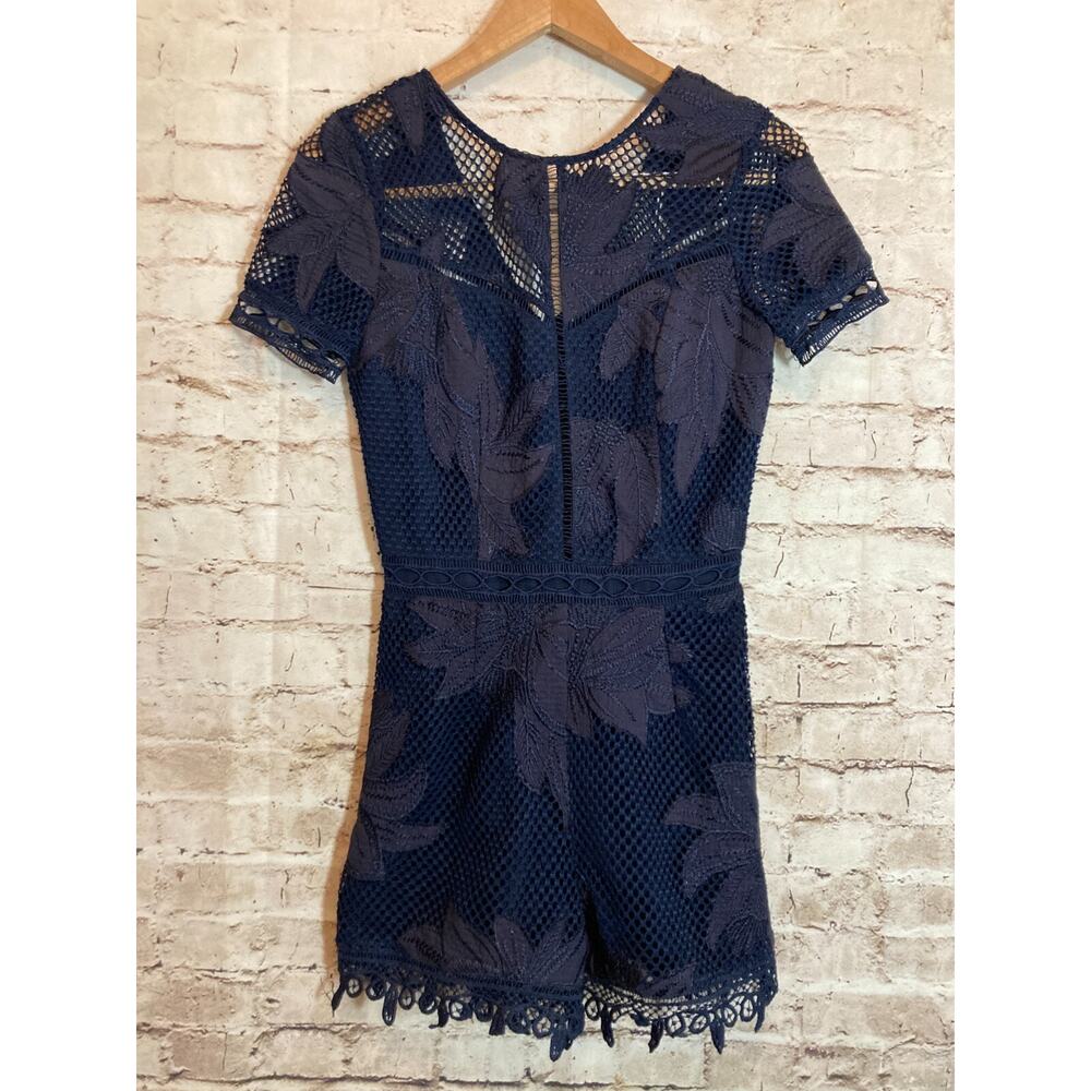 Adelyn‎ Rae Illusion Romper Womens XS Midnight Blue All Over Lace Whimsigoth